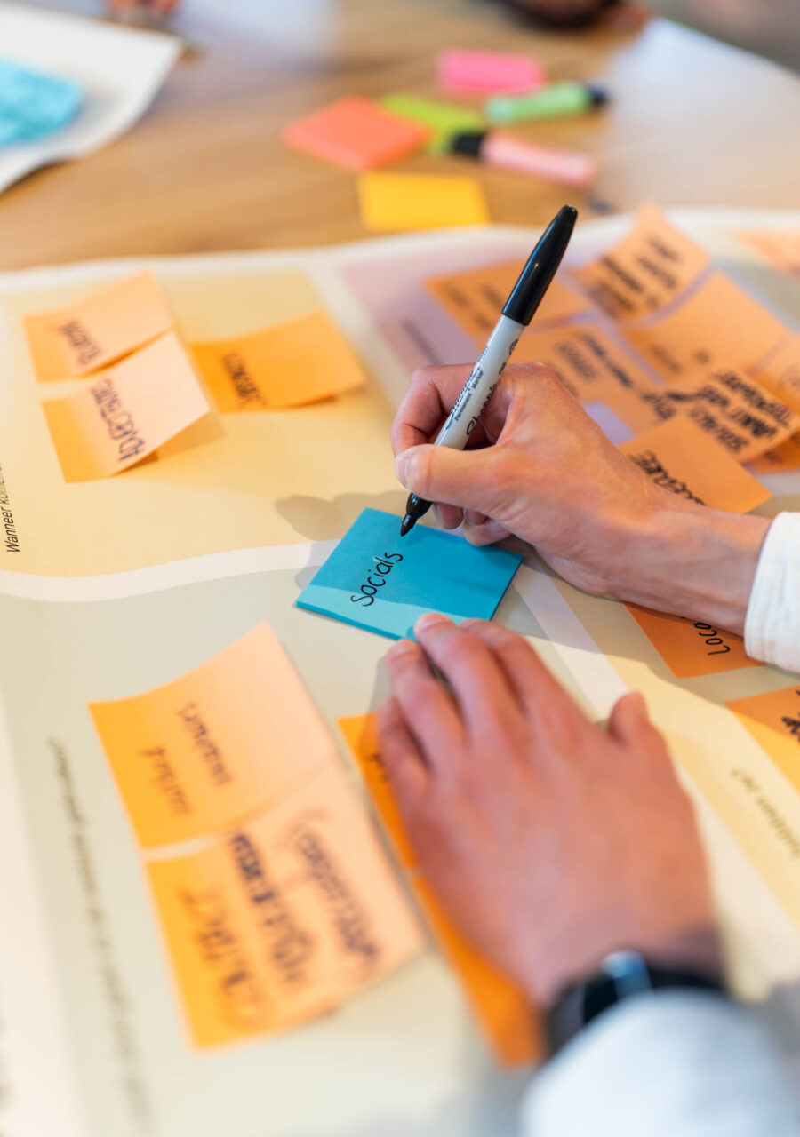 Brainstorm met post-its bij team Ivy Digital Marketing